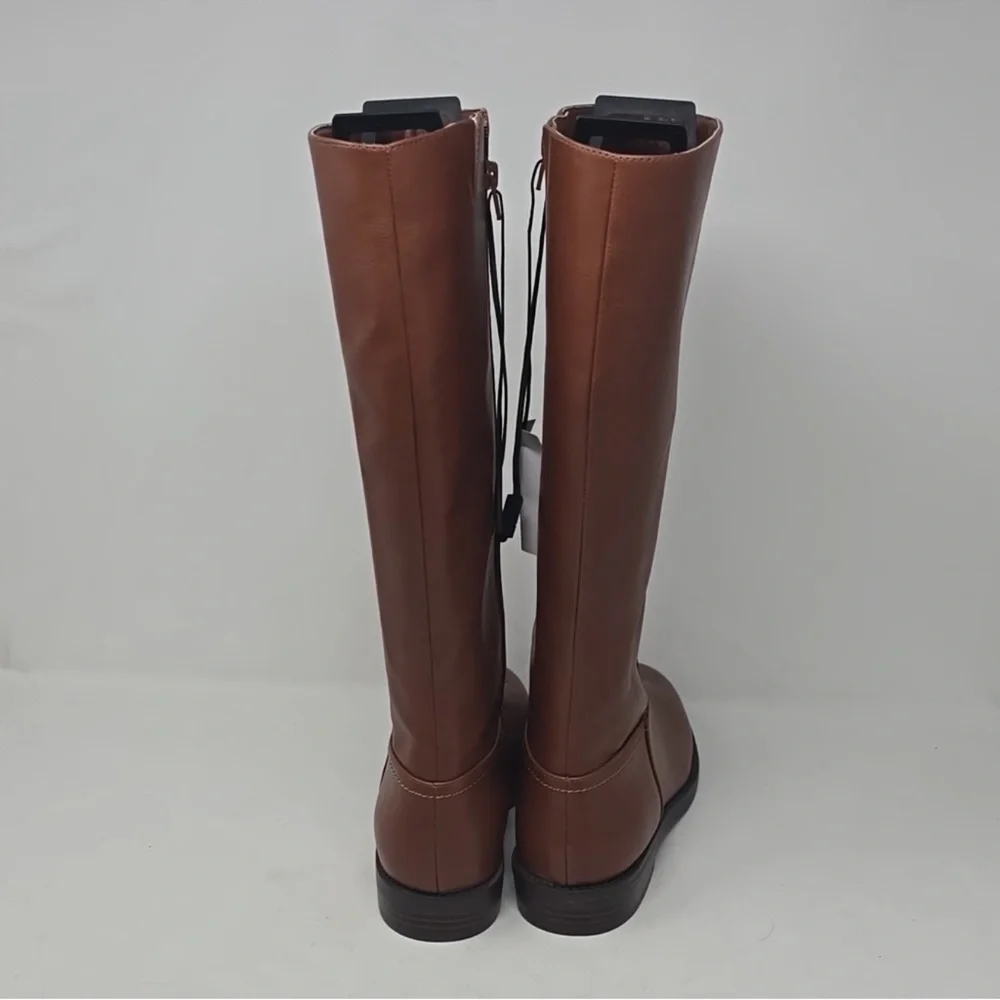 NWT NEW Ann Taylor Loft Brown Faux Vegan Leather Knee High Ridding Boots Size 9 - Picture 4 of 6